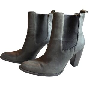 Ivylee Copenhagen Black Leather Chelsea Boots Portugal Block Heel EU 39 US 8.5